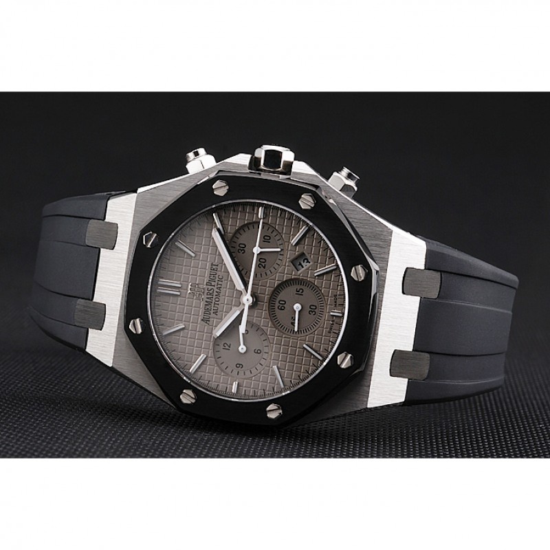 Swiss Audemars Piguet Royal Oak Chronograph Grey Dial Stainless Steel Case Black Rubber Strap 622866-3