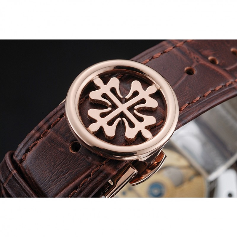 Patek Philippe Complications Chronograph White Dial Gold Case Brown Leather Bracelet 1454236-5