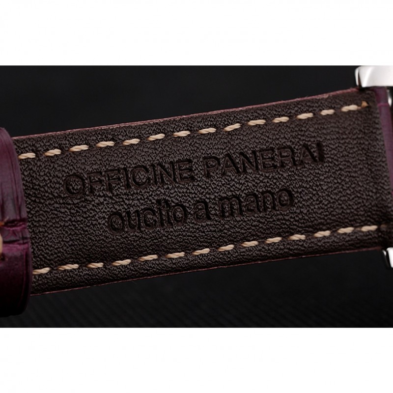Panerai Radiomir 8 Days Chronograph Black Dial Stainless Steel Case Plum Leather Strap 1453795-6