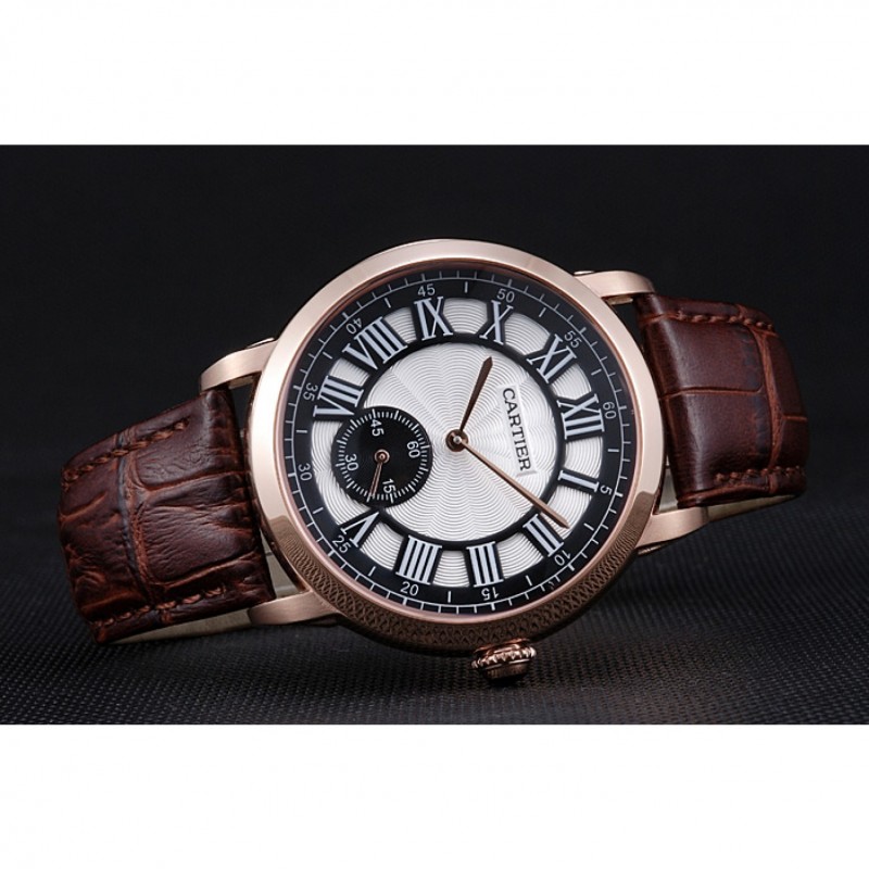 Cartier Ronde Louis White Dial Brown Leather Strap 621976-3