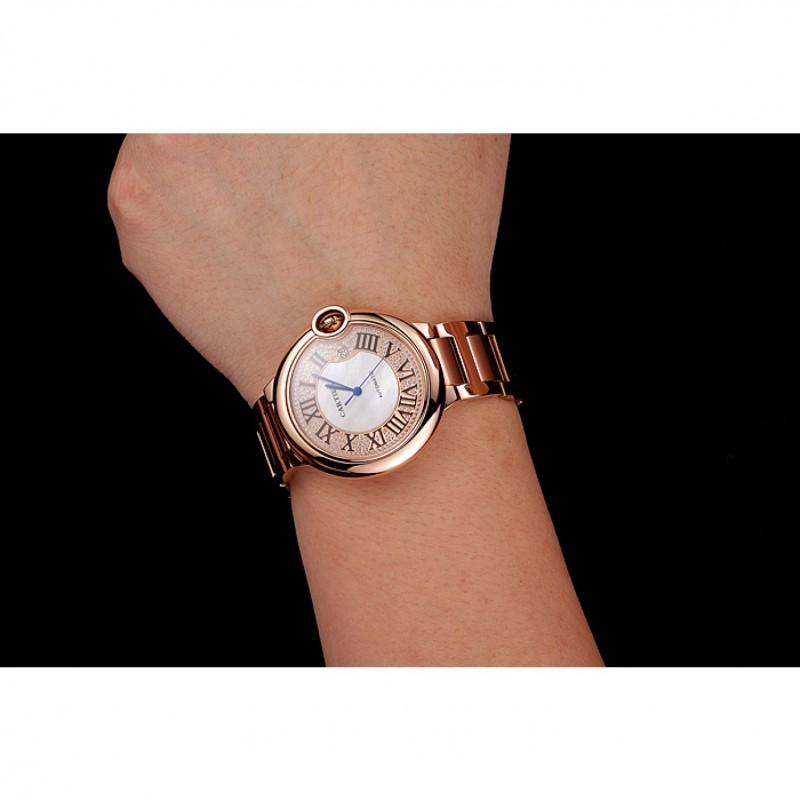 Swiss Cartier Ballon Bleu 46 MM Diamond Dial Rose Gold Bracelet 1453882-8