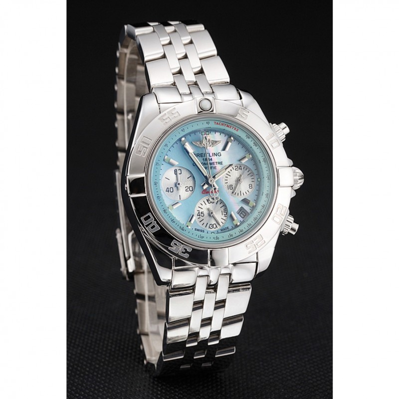 Breitling Chronomat Quartz Light Blue Dial Stainless Steel Case And Bracelet-2