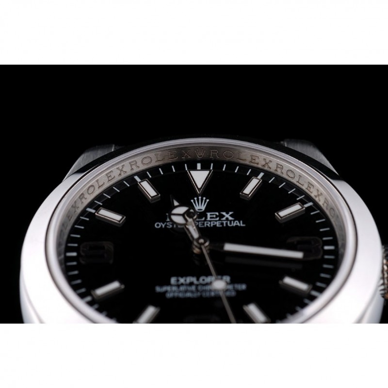 Luxury Replica Watches Rolex Explorer Stainless Steel Bezel Black Dial 41984-8