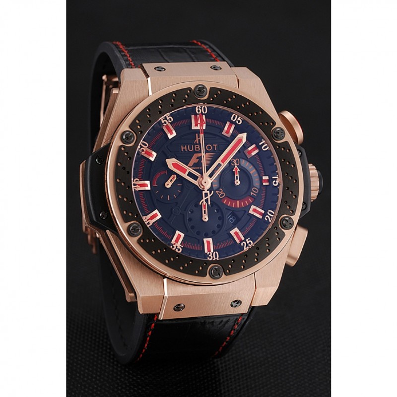 Swiss Hublot Big Bang Limited Edition Formula 1 Black And Red Dial Gold Case Black Strap 62287-2