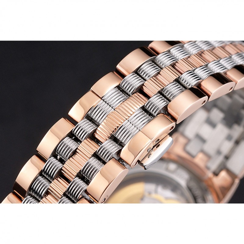 Swiss Vacheron Constantin Traditionnelle White Dial Diamond Bezel Rose Gold Case Two Tone Bracelet-5