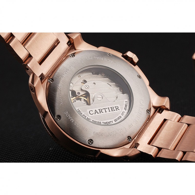 Cartier Calibre De Cartier Small Seconds Black And White Dial Rose Gold Case And Bracelet-7