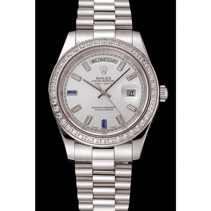 Swiss Rolex Day-Date Diamonds Bezel Staineless Steel Bracelet 1454109-1