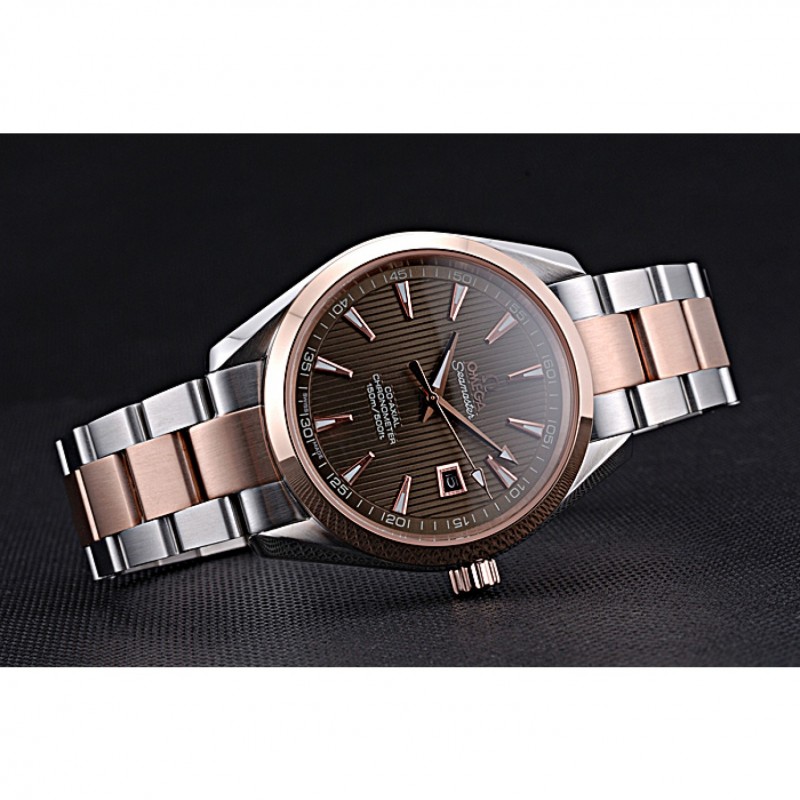 High End Replica Watches Omega Seamaster Brown Dial Two Tone 622168-3