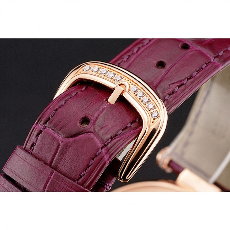Franck Muller Double Mistery Ronde White Dial Rose Gold Case Plum Leather Strap-5