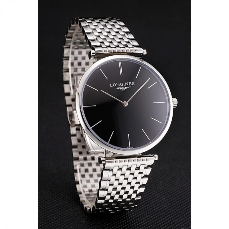 Swiss Longines Grande Classique Black Dial Stainless Steel Case And Bracelet-2