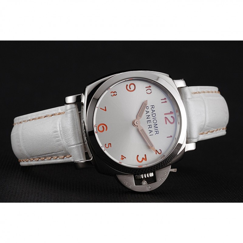 High Quality Panerai Radiomir White Dial Stainless Steel Case White Leather Strap 1453805-4