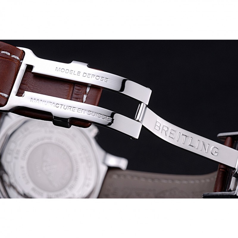 Breitling Chronomat Evolution White Dial Brown Leather Bracelet 622517-6