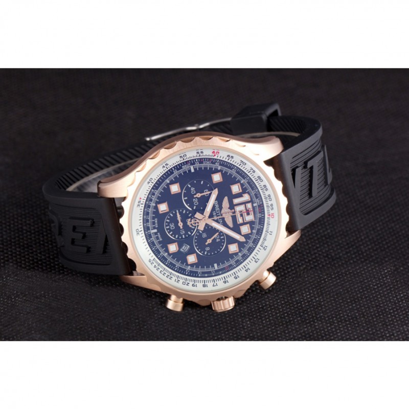 Breitling Navitimer Rosegold Bezel Rubber Strap Black Dial-3