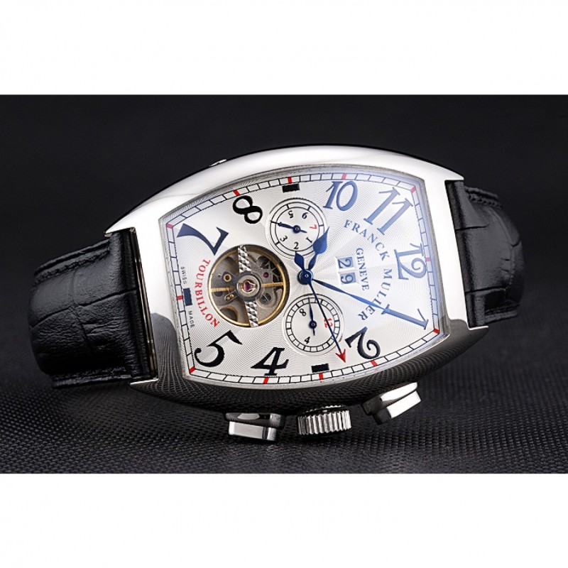 High Quality Franck Muller Casablanca Black Croco Leather Strap Tourbillon 80282-2