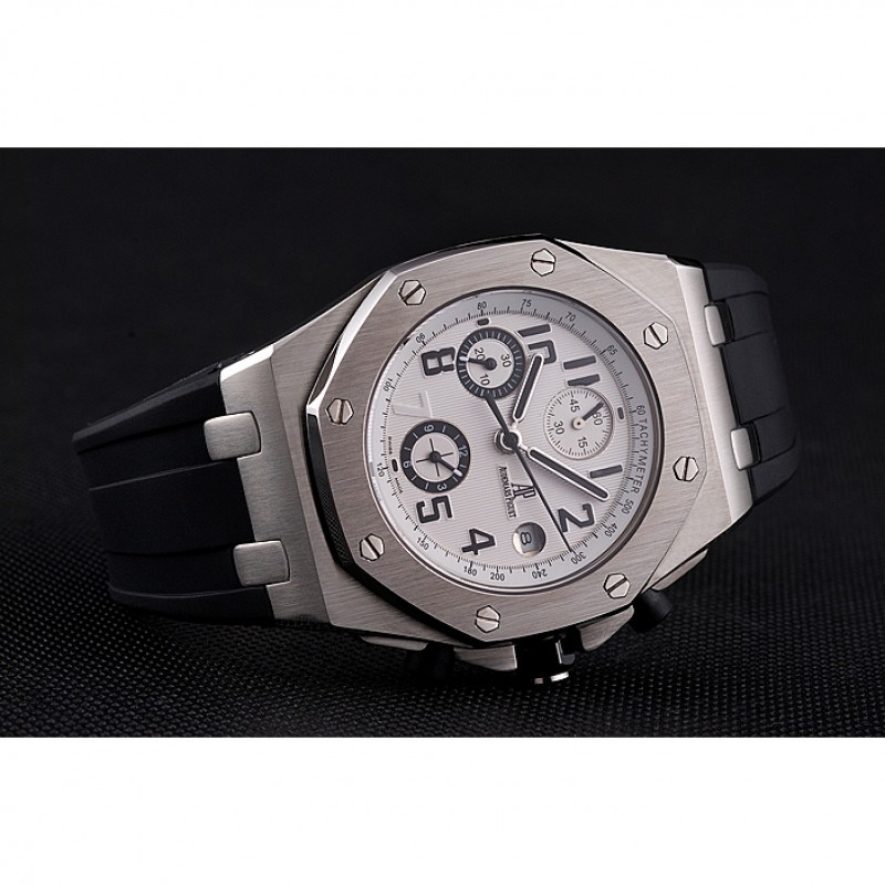 Swiss Audemars Piguet Royal Oak Offshore White Dial Stainless Steel Case Black Rubber Strap 622853-3