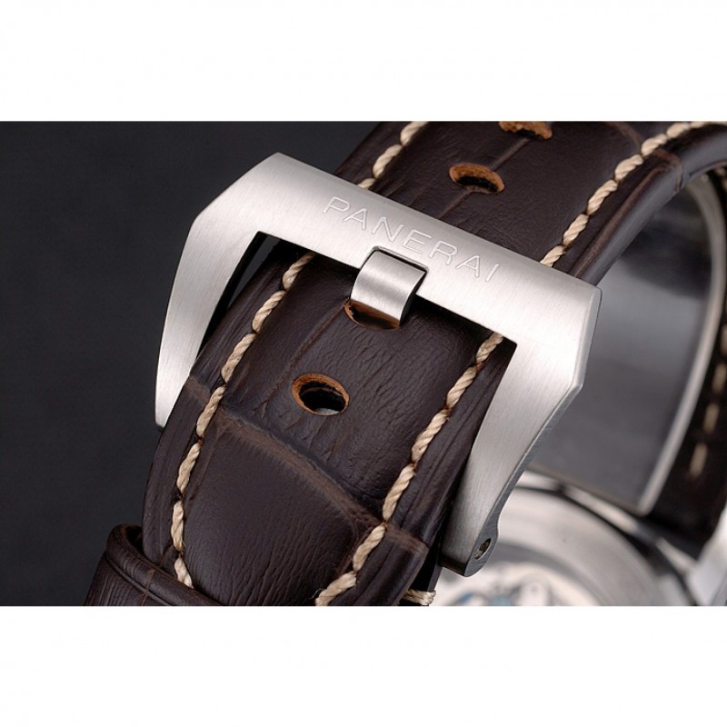 Swiss Panerai Radiomir 1940 Chronograph White Dial Stainless Steel Case Brown Leather Strap-5