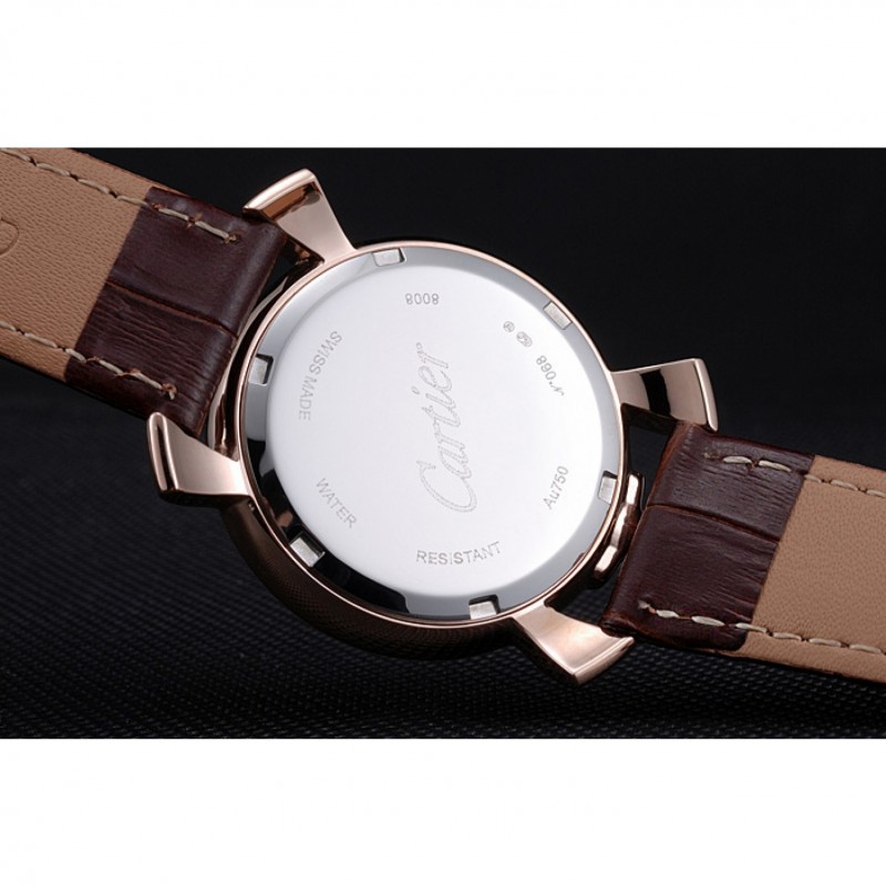 Luxury Cartier Rotonde Blue Crown Brown Leather Bracelet 621974-8