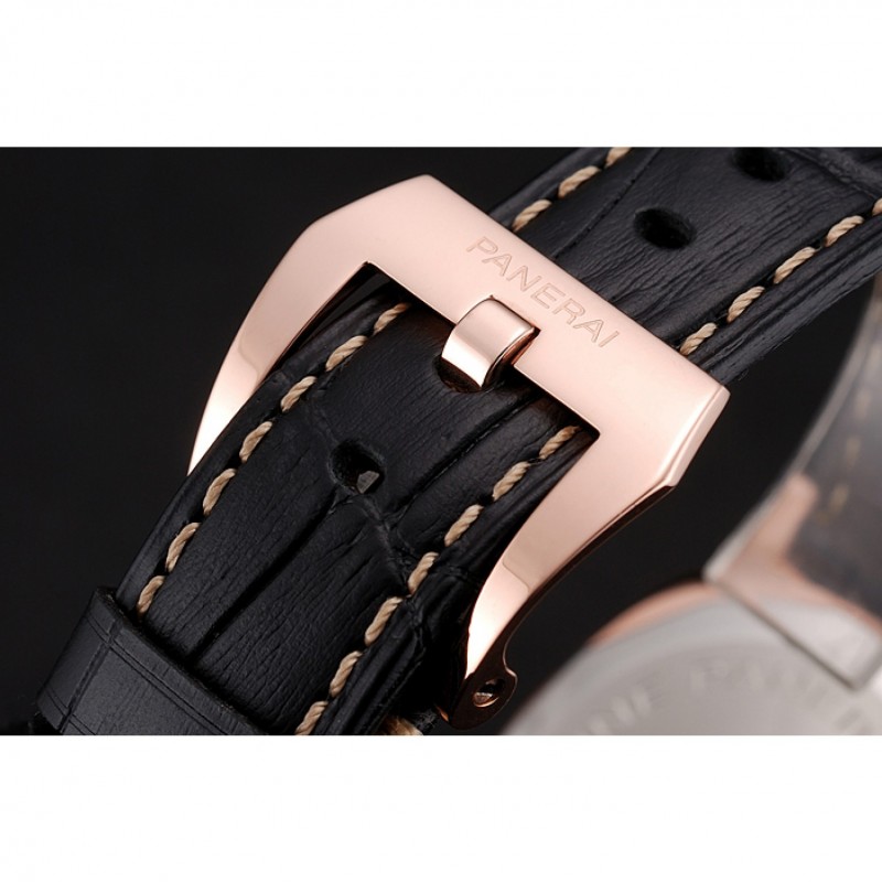 Panerai Radiomir 8 Days Chronograph Black Dial Diamond Bezel Rose Gold Case Black Leather Strap 1453798-5