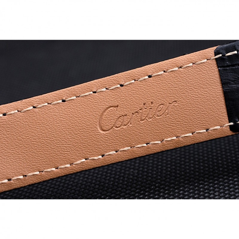 Cartier Rotonde Blue Crown Black Leather Bracelet 621975-8