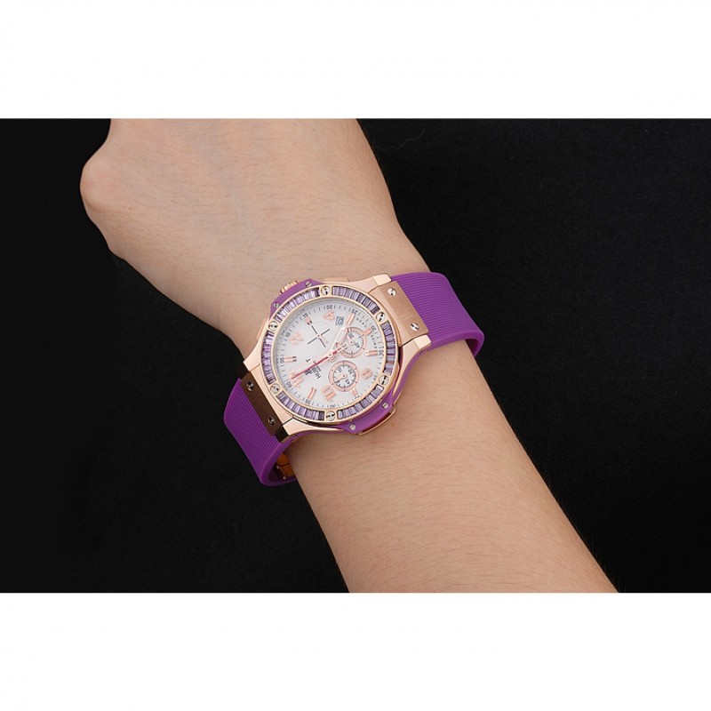 Best Replica Watches Hublot Big Bang Tutti Frutti Purple Strap Gold Dial-8