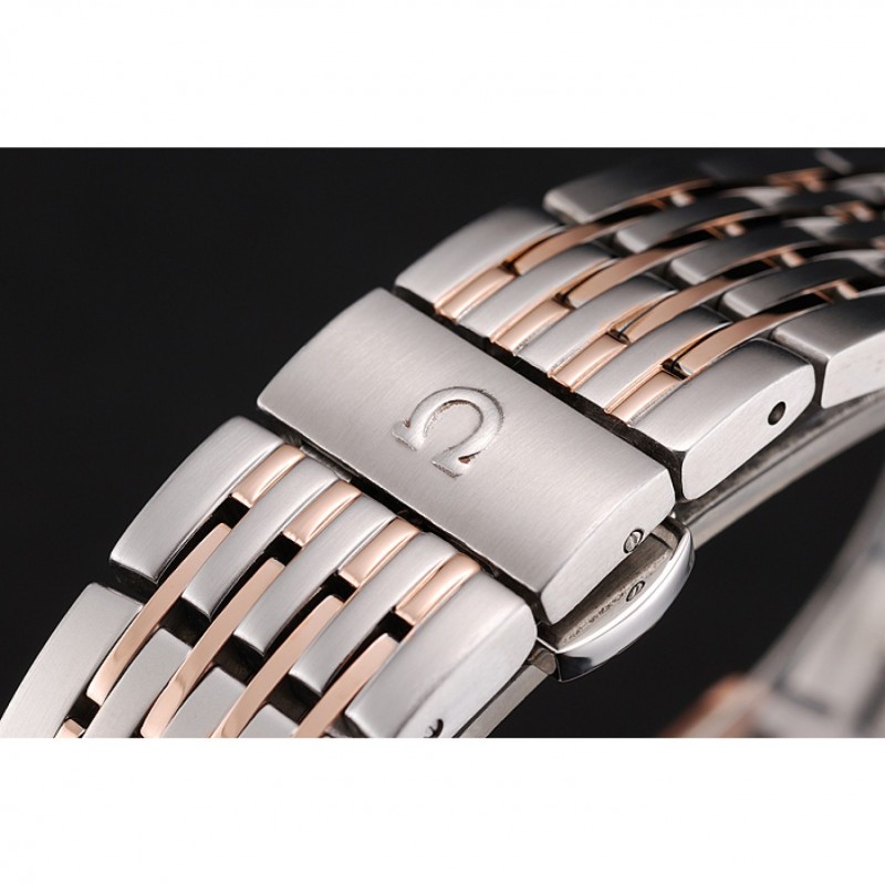 Best Replica Watches Omega De Ville Blue Dial Rose Gold Case Two Tone Bracelet 1453783-5