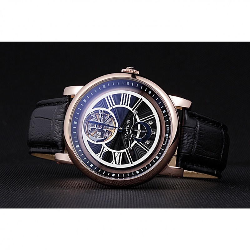 Cheap Cartier Rotonde Flying Tourbillon Black Dial 621944-4