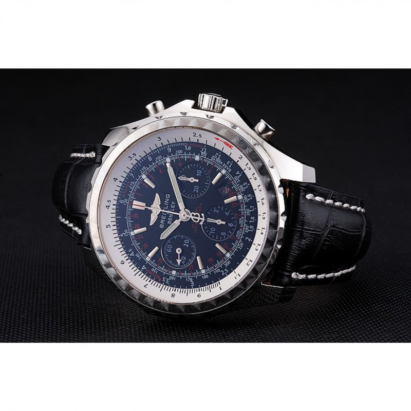 Swiss Breitling Bentley Black Croco Leather Bracelet Black Dial 80286-3