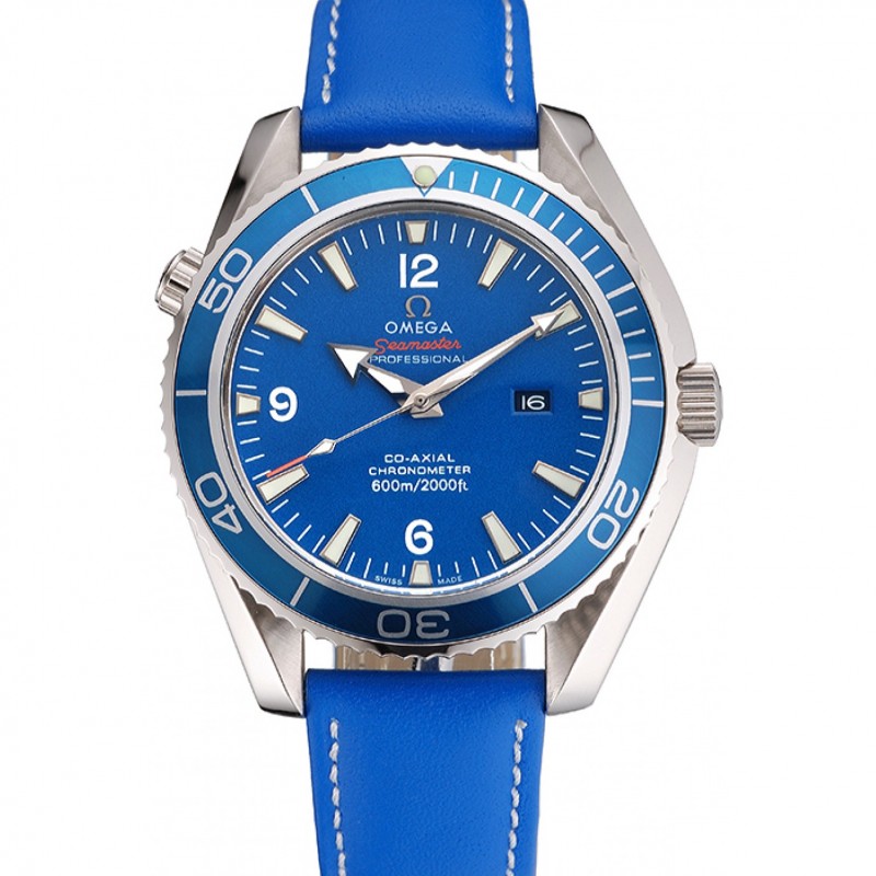 Omega Seamaster Planet Ocean Blue Dial Blue Leatherl Bracelet 622538-0