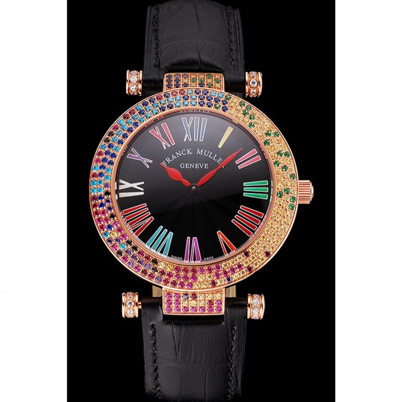 Franck Muller Double Mistery 4 Saisons Black Dial Rose Gold Case Black Leather Strap-1