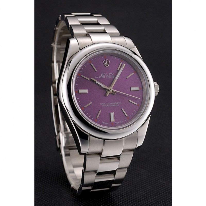 Rolex Oyster Perpetual Red Grape Dial Stainless Steel Case And Bracelet-2