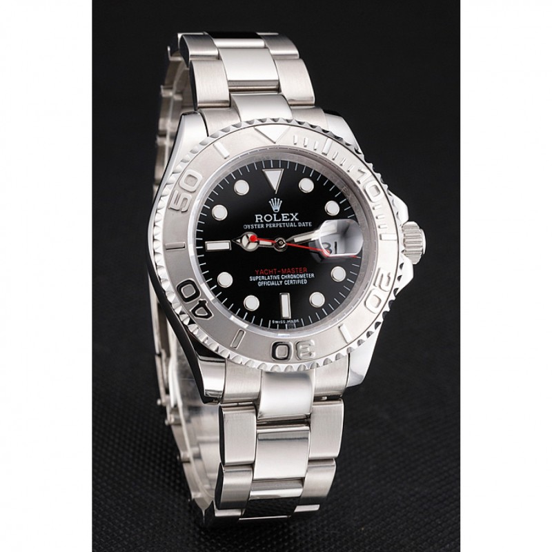 High Quality Swiss Rolex Yacht-Master Black Dial Stainless Steel Case And Bracelet-2