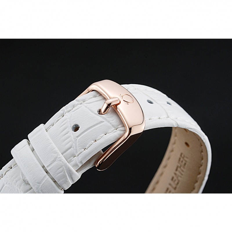 High Quality Replica Watches Omega Speedmaster Chronograph White Dial Gold Diamond Case White Leather Bracelet 622455-5