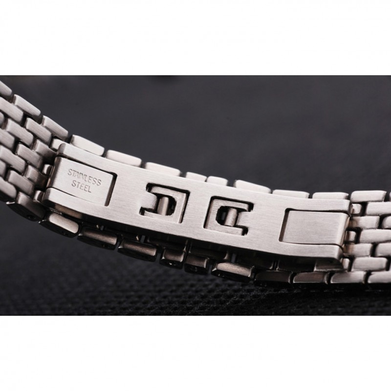 SS Replica Watches Vacheron Constantin Patrimony Traditionnelle Diamond Black Dial Stainless Steel Bracelet-4