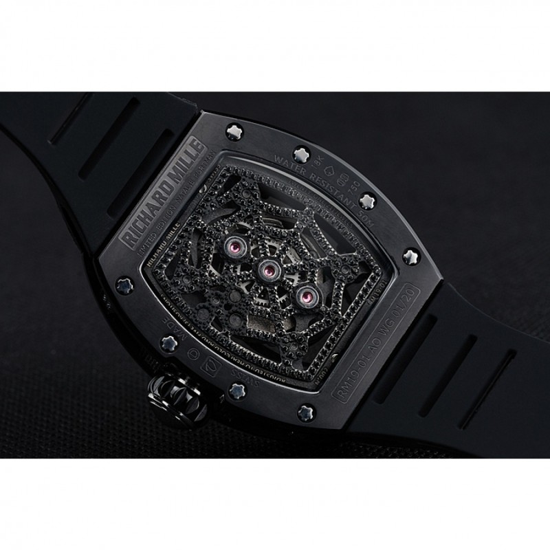 Richard Mille Tourbillion Spider RM 19-01 Black Diamond Case Black Rubber Bracelet 1454259-6