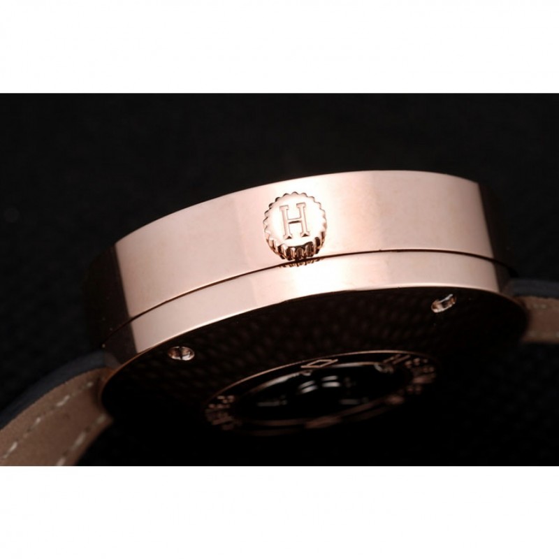 Hermes Classic MOP Dial Black Elongated Leather Strap-8