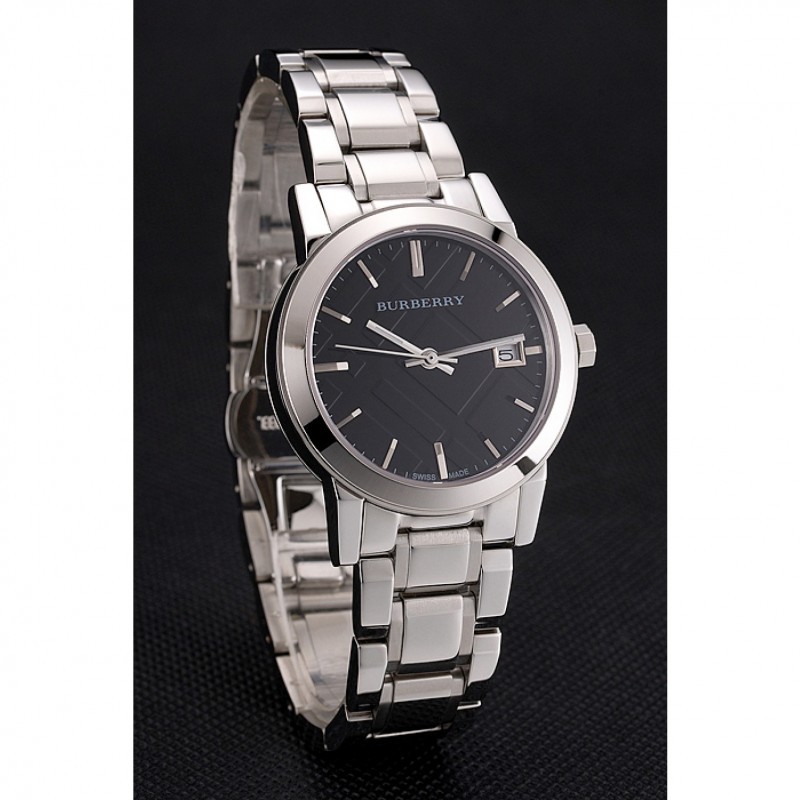 High End Burberry The City Black Dial Stainless Steel Case And Bracelet-2
