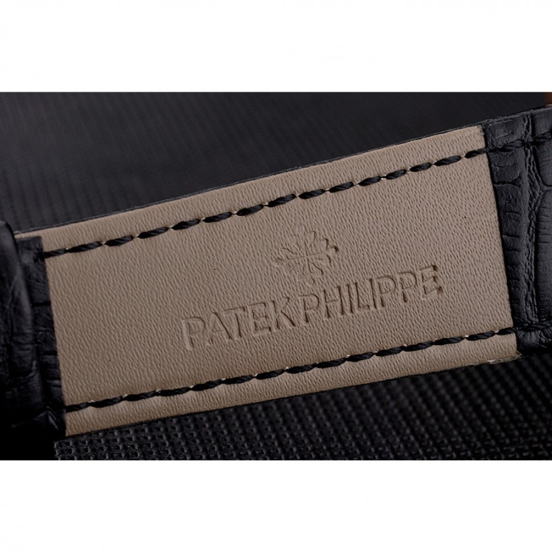 Best Replica Watches Patek Philippe Classic Tourbillon Power Reserve Black And White Dial Rose Gold Case Black Leather Strap-6