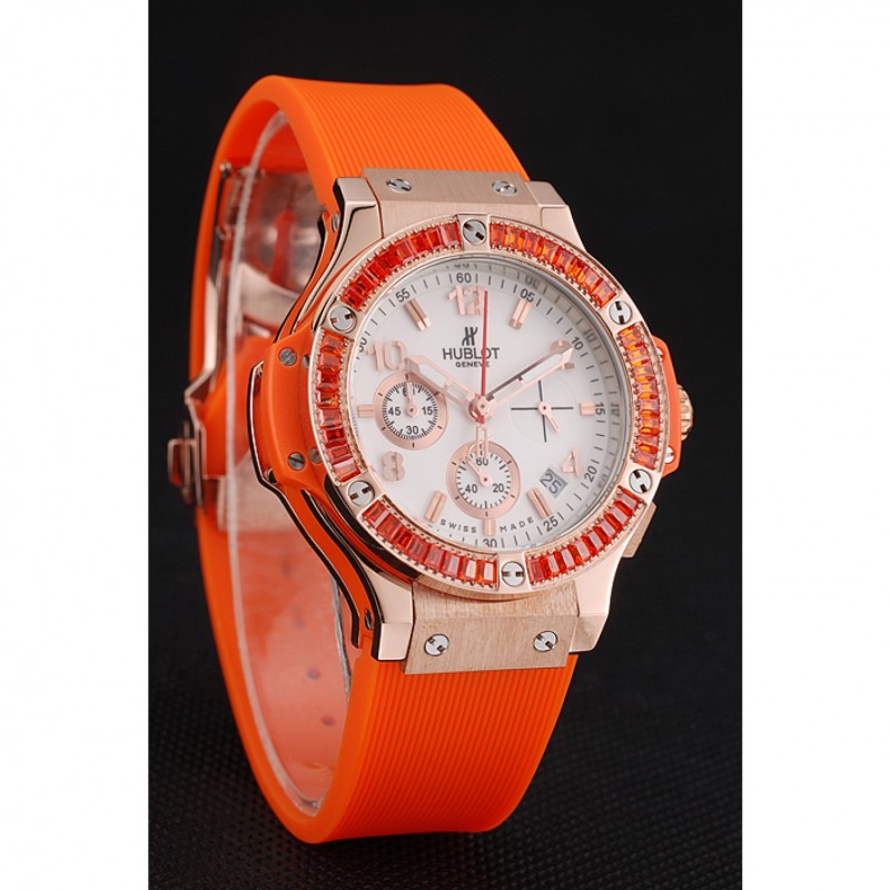 Hublot Big Bang Tutti Frutti Orange Strap Gold Dial-2