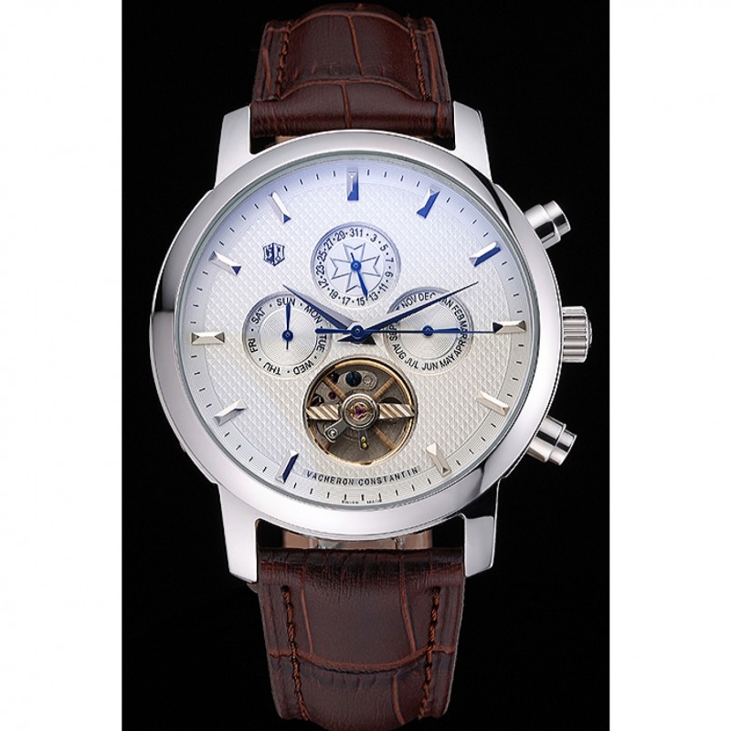 Vacheron Constantin Patrimony Traditionnelle Silver Case Brown Leather Strap 622304-1