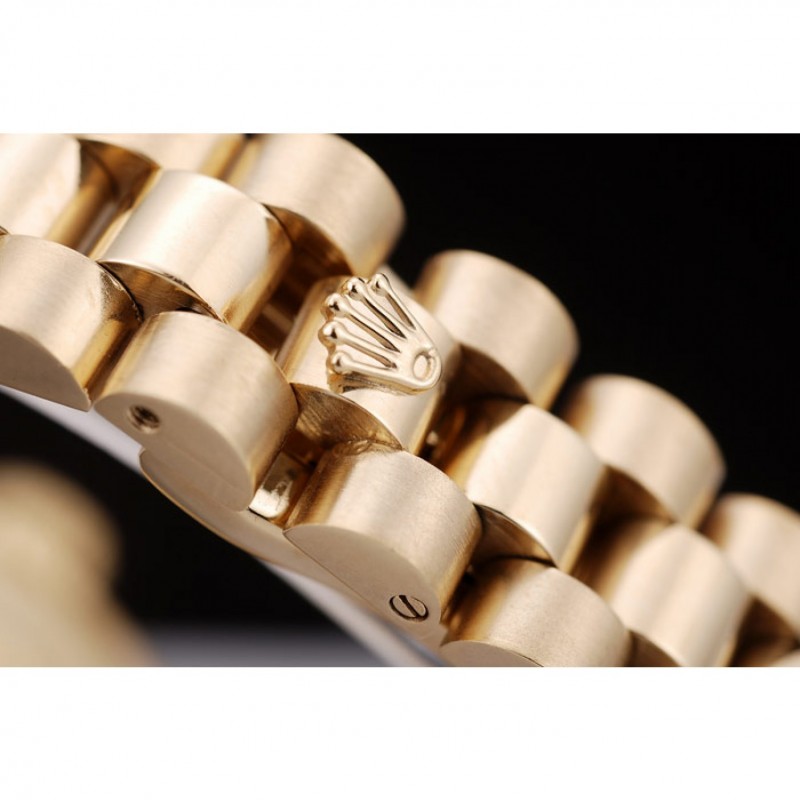 Rolex DateJust Ribbed Pattern Gold Bezel Gold Dial-4