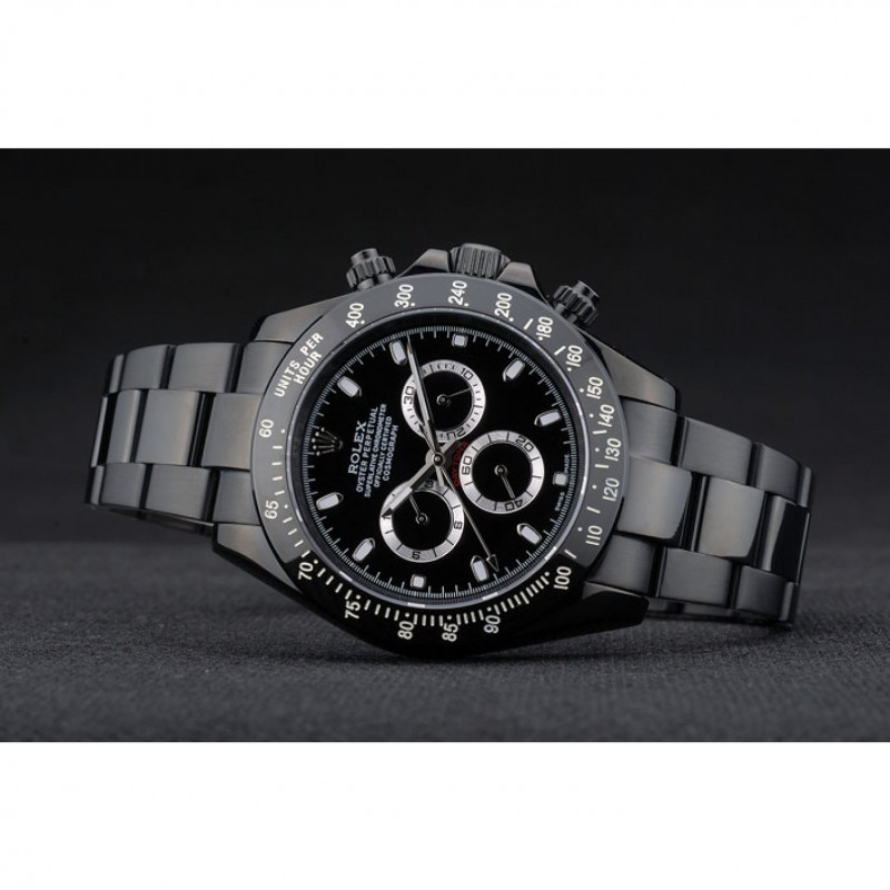 Rolex Daytona Black Ion Plated Tachymeter Black Stainless Steel Strap Black Dial 80247-3