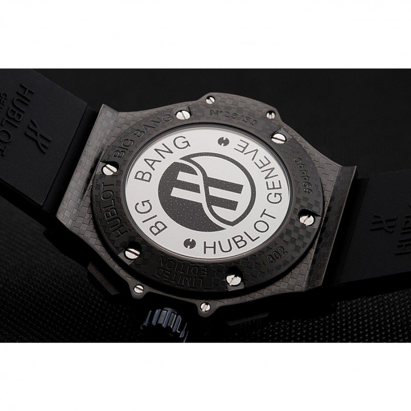 Luxury Hublot Big Bang Carbon Dial With Blue Markings Carbon Case And Bezel Black Rubber Strap 622774-7
