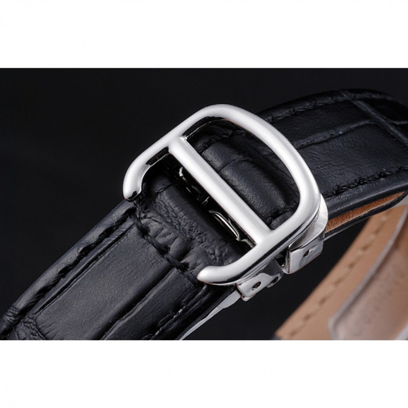 Cartier Rotonde Blue Crown Black Leather Bracelet 621975-5