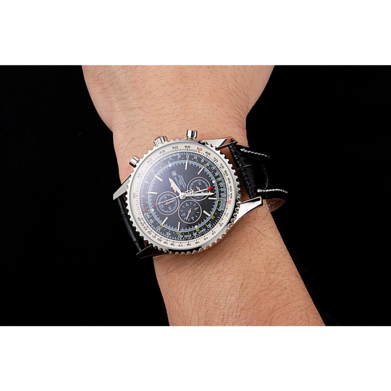 Breitling Navitimer World Black Dial Black Leather Bracelet 622513-8