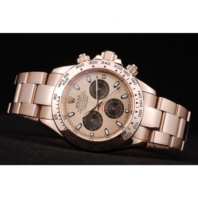 Rolex Daytona Rose Gold Plated Stainless Steel Bezel Rose Gold Dial-3