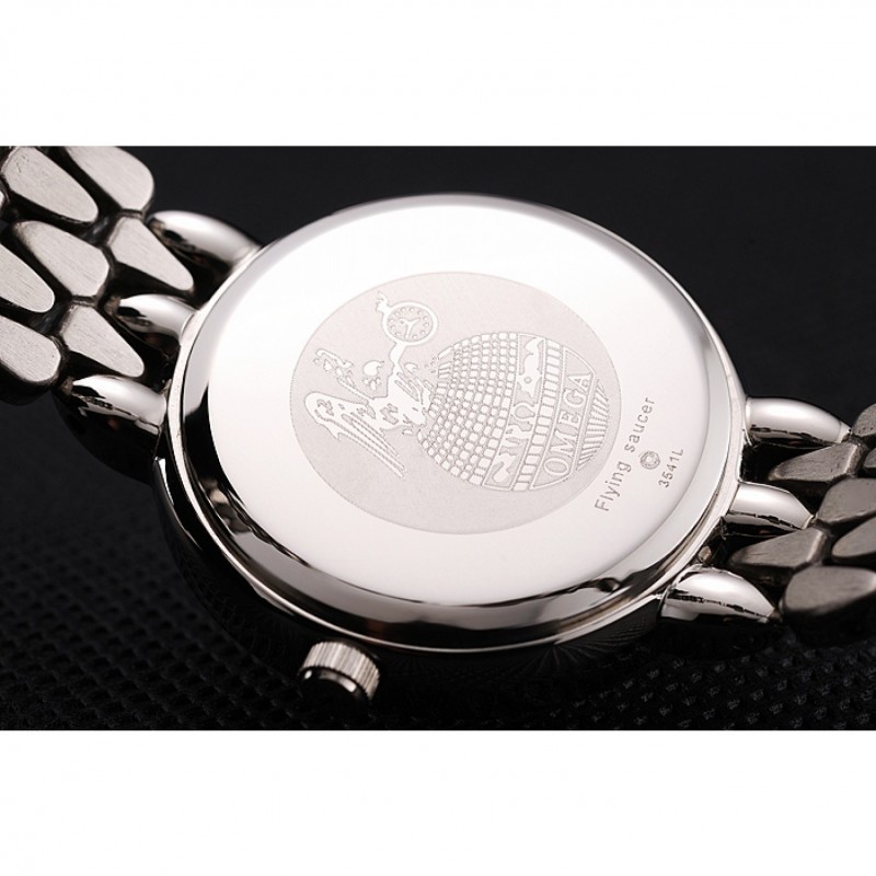 SS Replica Watches Omega De Ville Prestige No Date Dark Grey Dial With Diamonds Stainless Steel Case And Bracelet-7