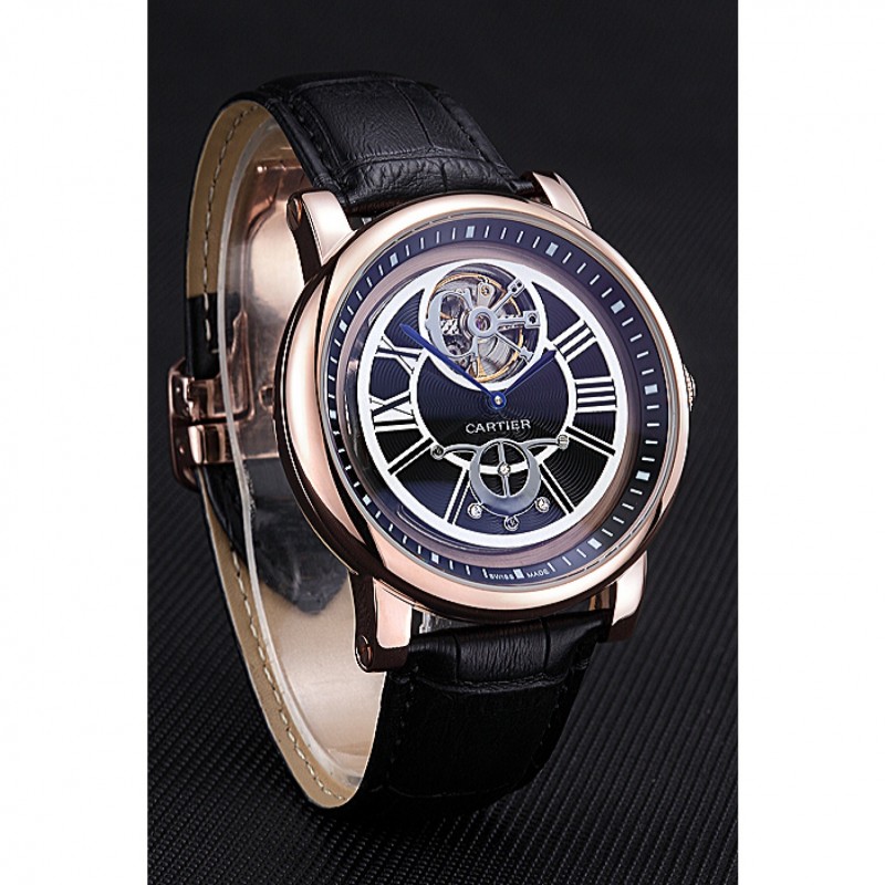 Cheap Cartier Rotonde Flying Tourbillon Black Dial 621944-2