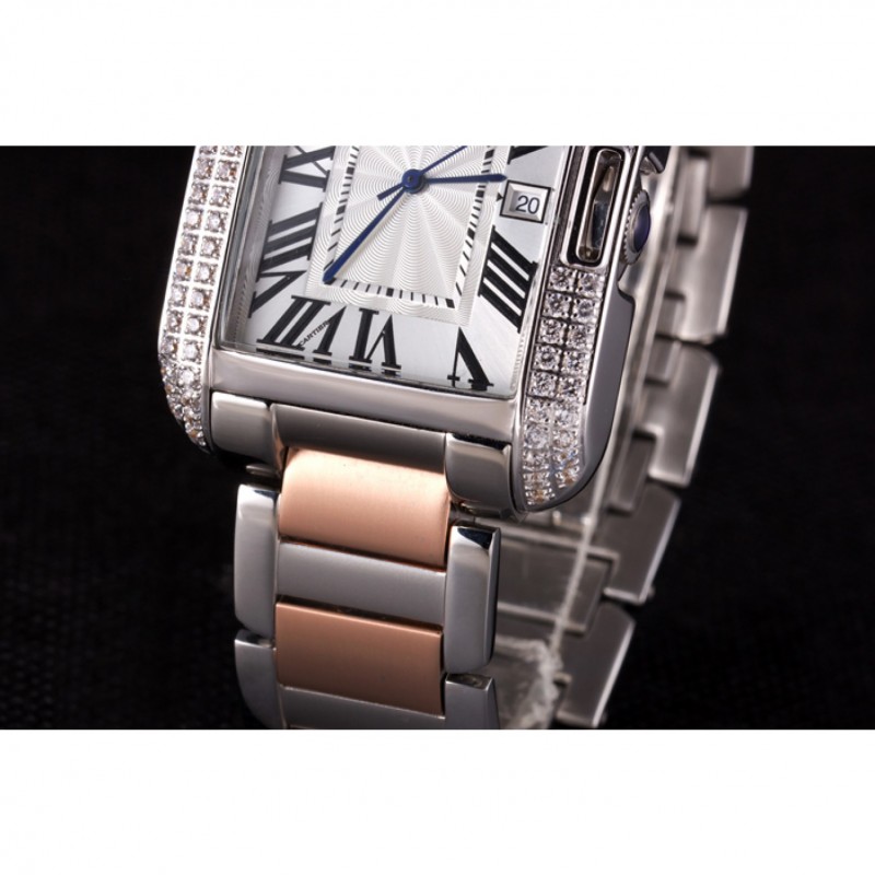 Cartier Tank Anglaise 36mm Silver Dial Diamonds Steel Case Two Tone Bracelet-5