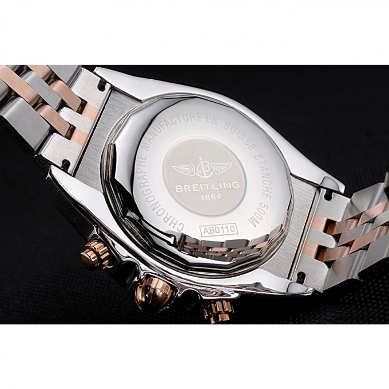 Breitling Chronomat Blue Dial Rose Gold Bezel And Subdials Stainless Steel Case Two Tone Bracelet-8