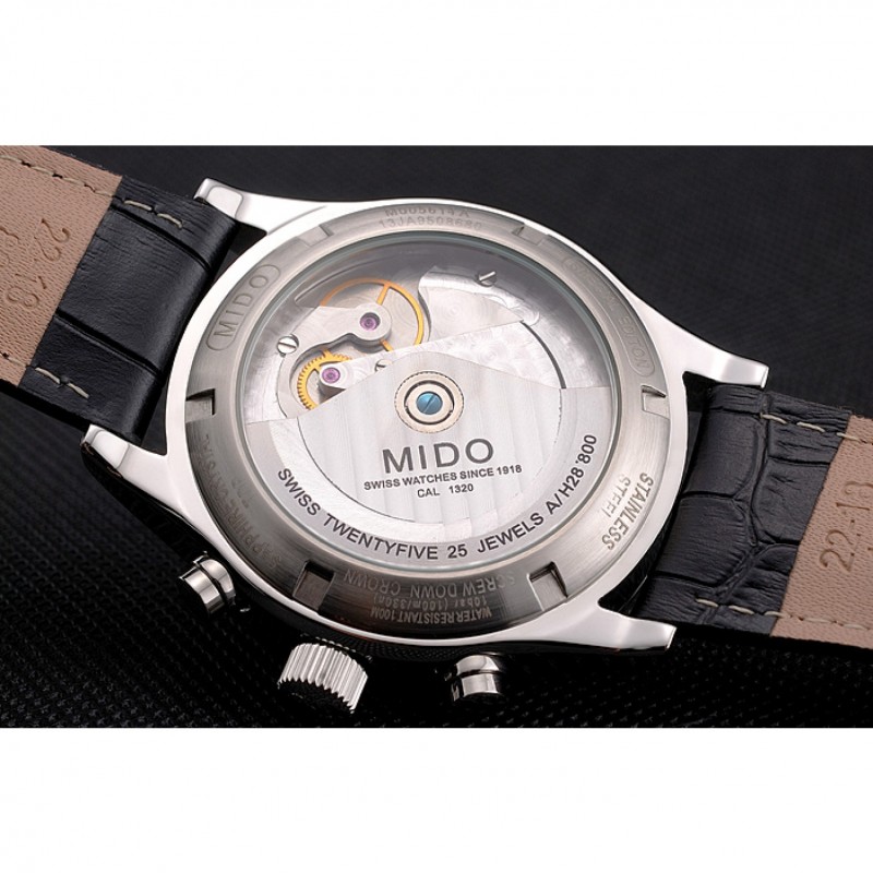 Mido Multifort Cronograph 2 Tone Dial Black Leather Strap 622184-7